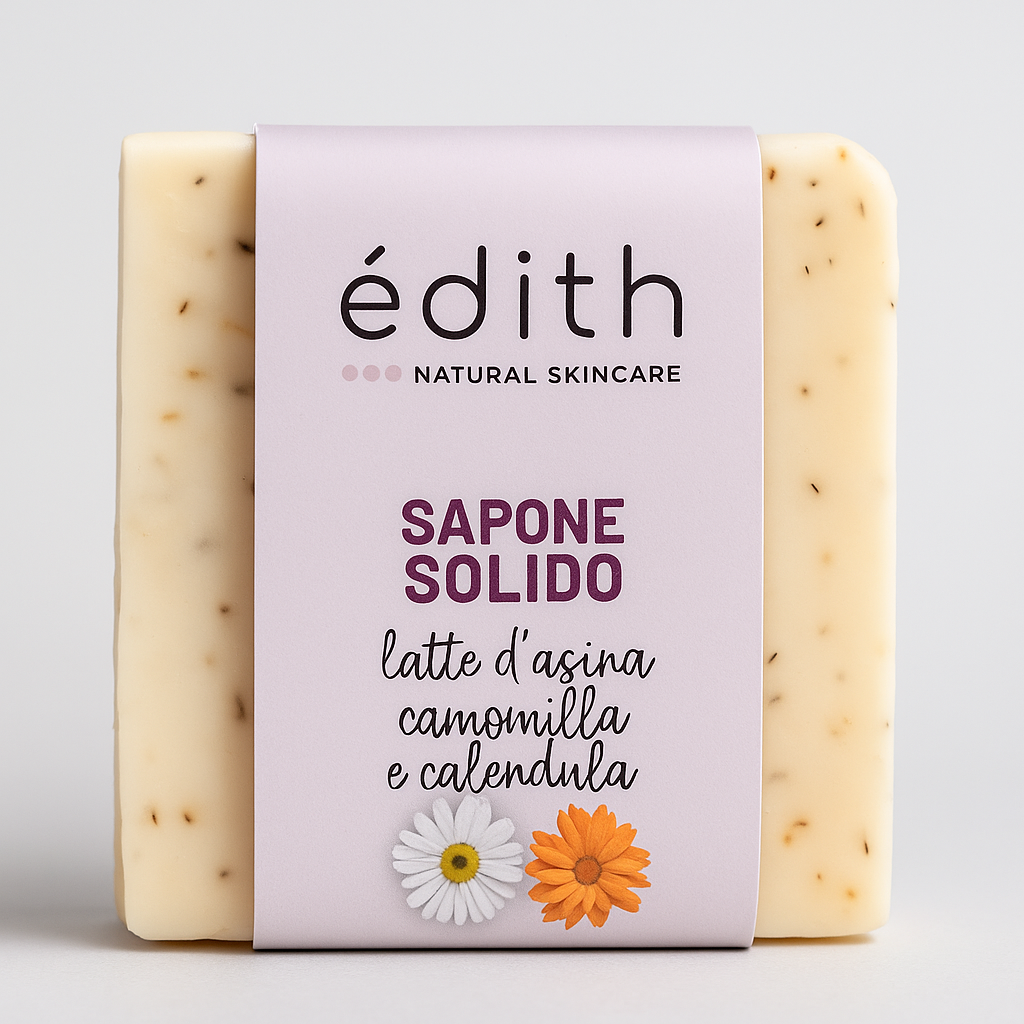 Sapone solido naturale al latte d’asina camomilla e calendula Edith Cosmesi