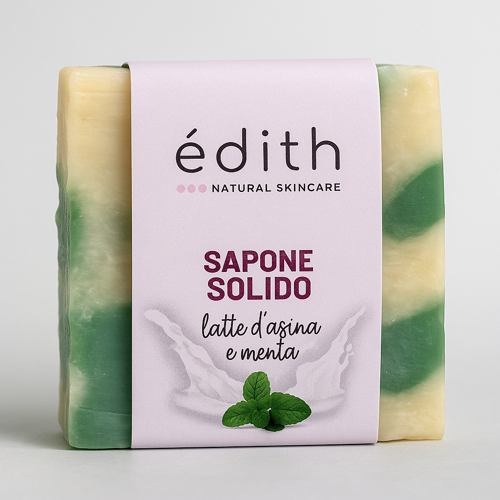 Sapone solido naturale al latte d’asina e menta Edith Cosmesi
