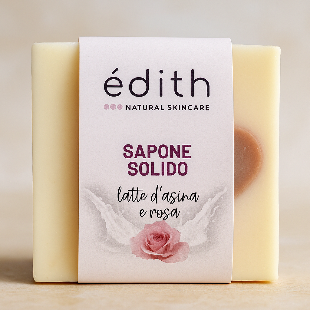 Sapone solido naturale al latte d’asina e rosa Edith Cosmesi